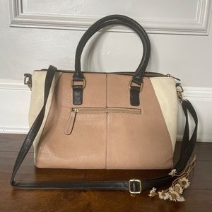 Mossimo color block tri color bag purse shoulder handbag tan white black